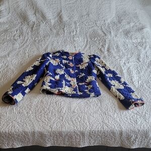 Women's Floral Blue and White Jacket